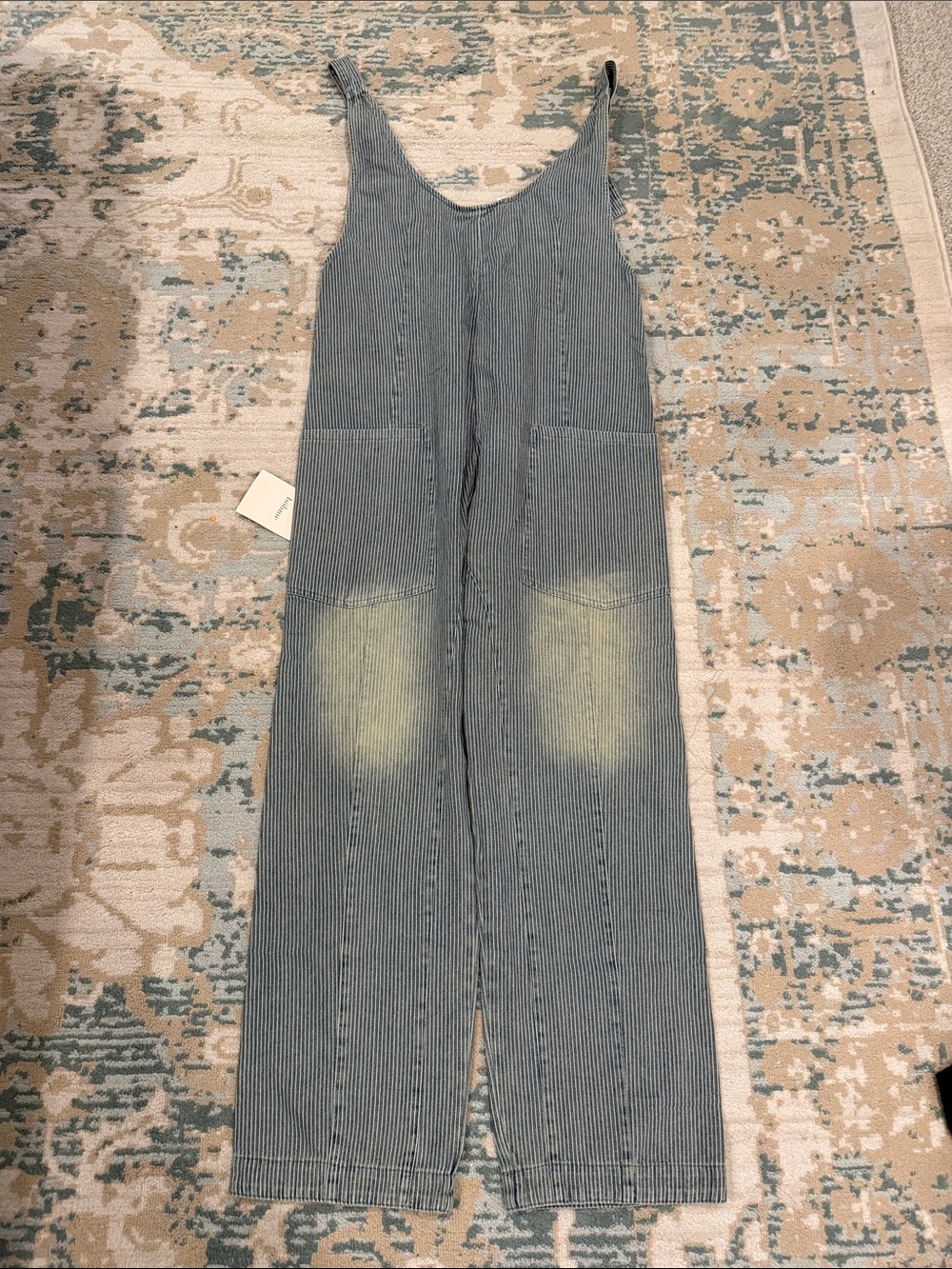 Mustard Seed Blue Striped Women's Overalls Jeans